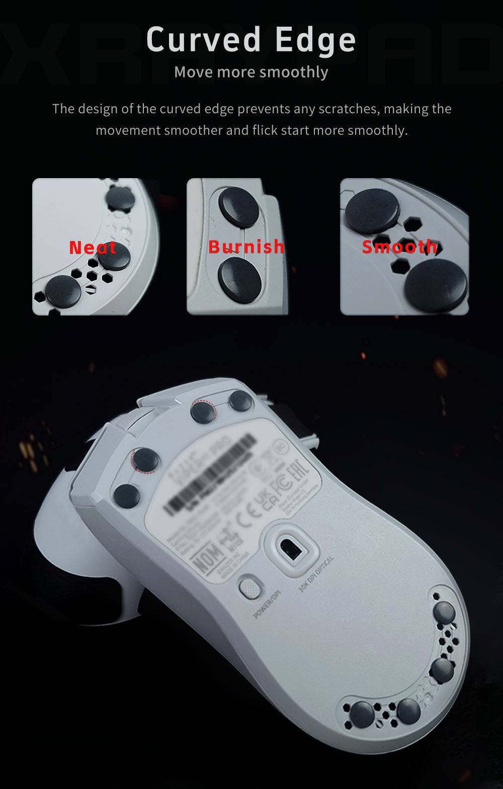 X-Raypad Obsidian Pro Air Mouse Skates - Universal Dots (Grey)