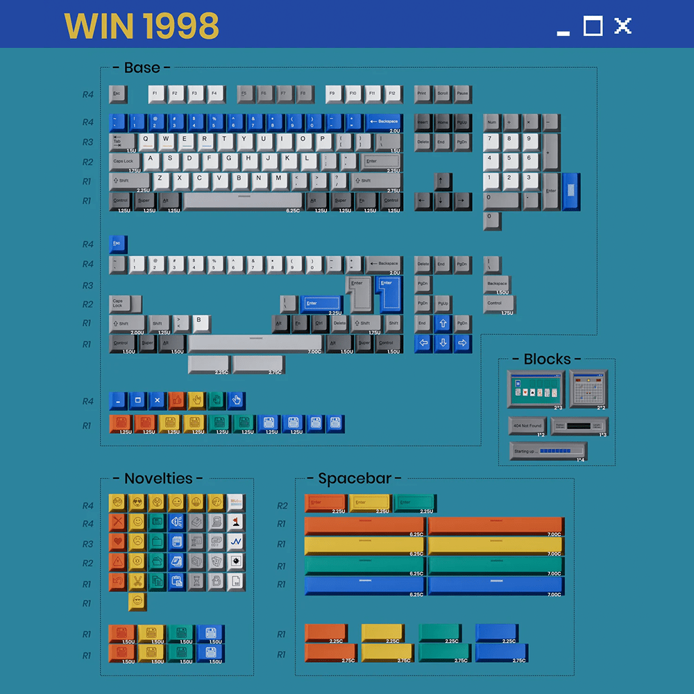 80Retros Win1998 (ANSI) Keycap Set - InputGear DE
