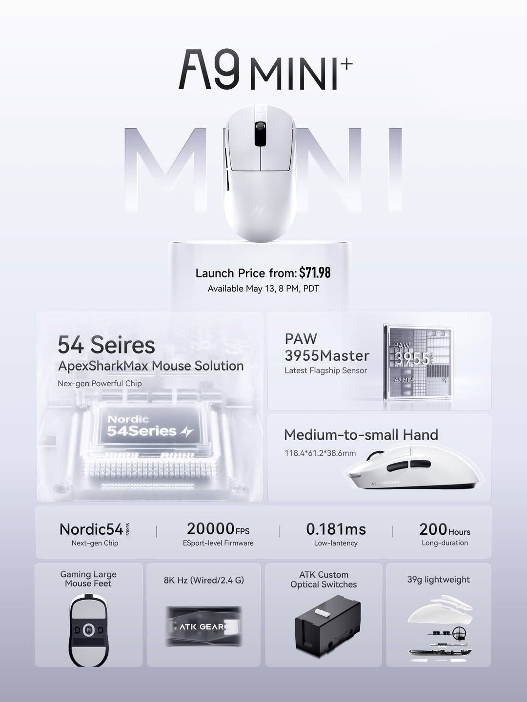 ATK A9 Mini+ (White) Mouse