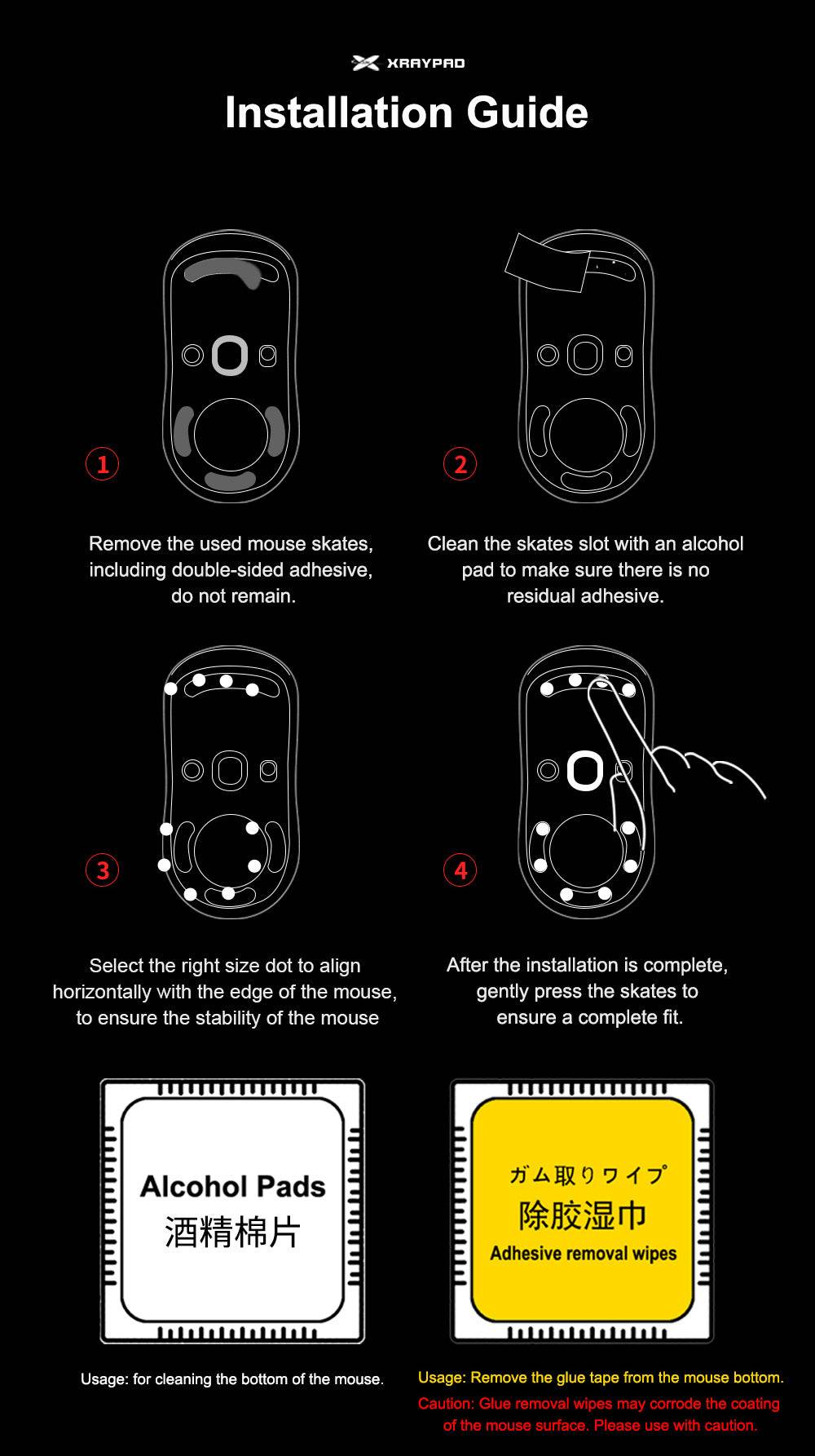 X-Raypad Obsidian Mouse Skates - Universal Dots