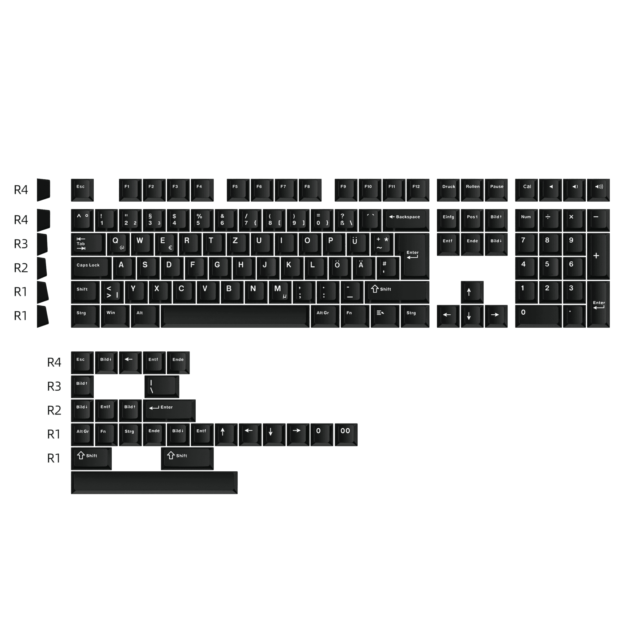 CK PBT White on Black (ISO-DE) Keycap Set - InputGear DE