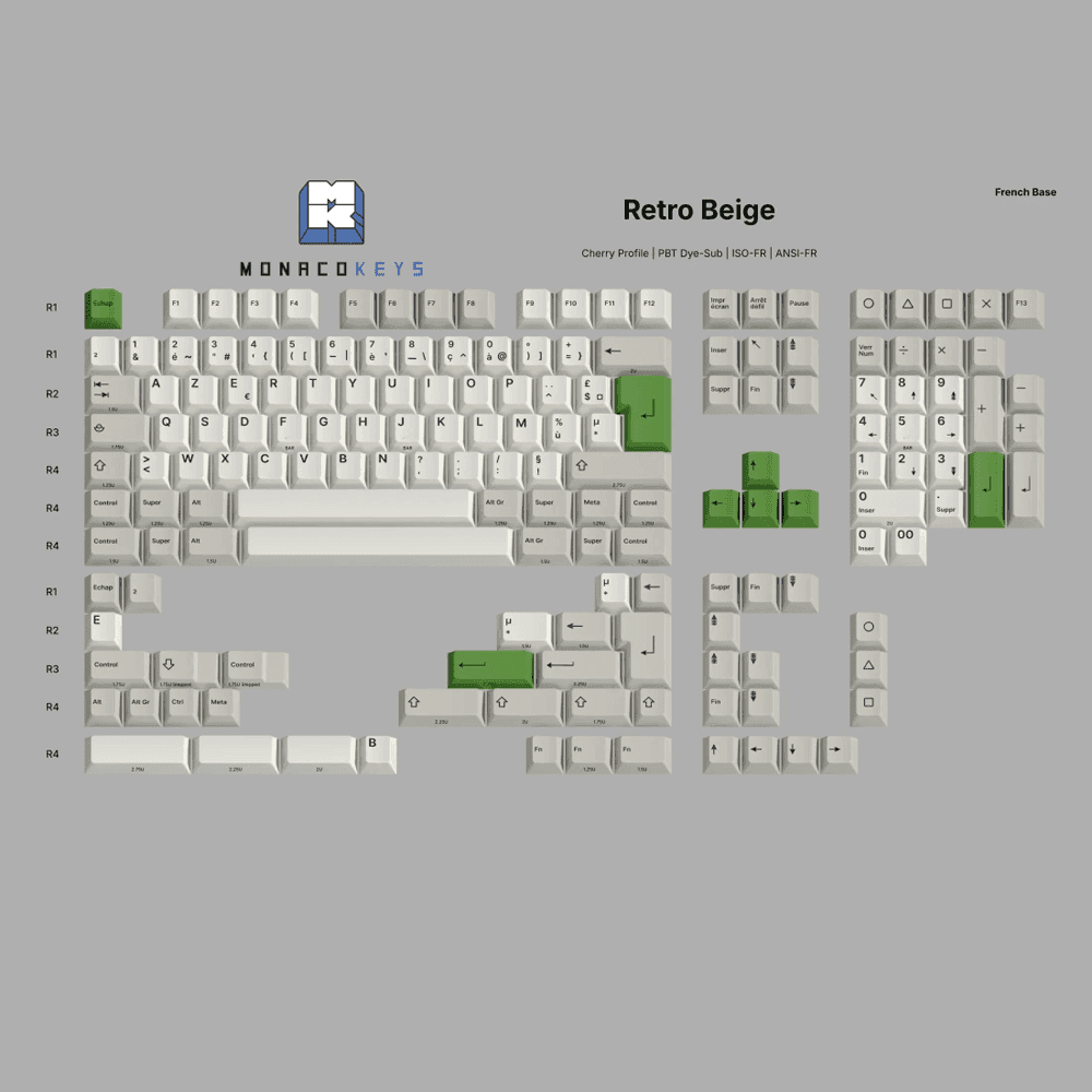 Monacokeys Retro Beige (AZERTY-FR) Keycap Set - InputGear DE