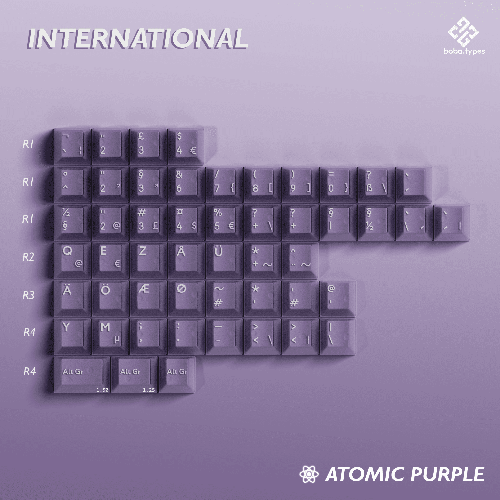PBTFans Atomic Purple R2 (ISO-DE Bundle) Keycap Set - InputGear DE