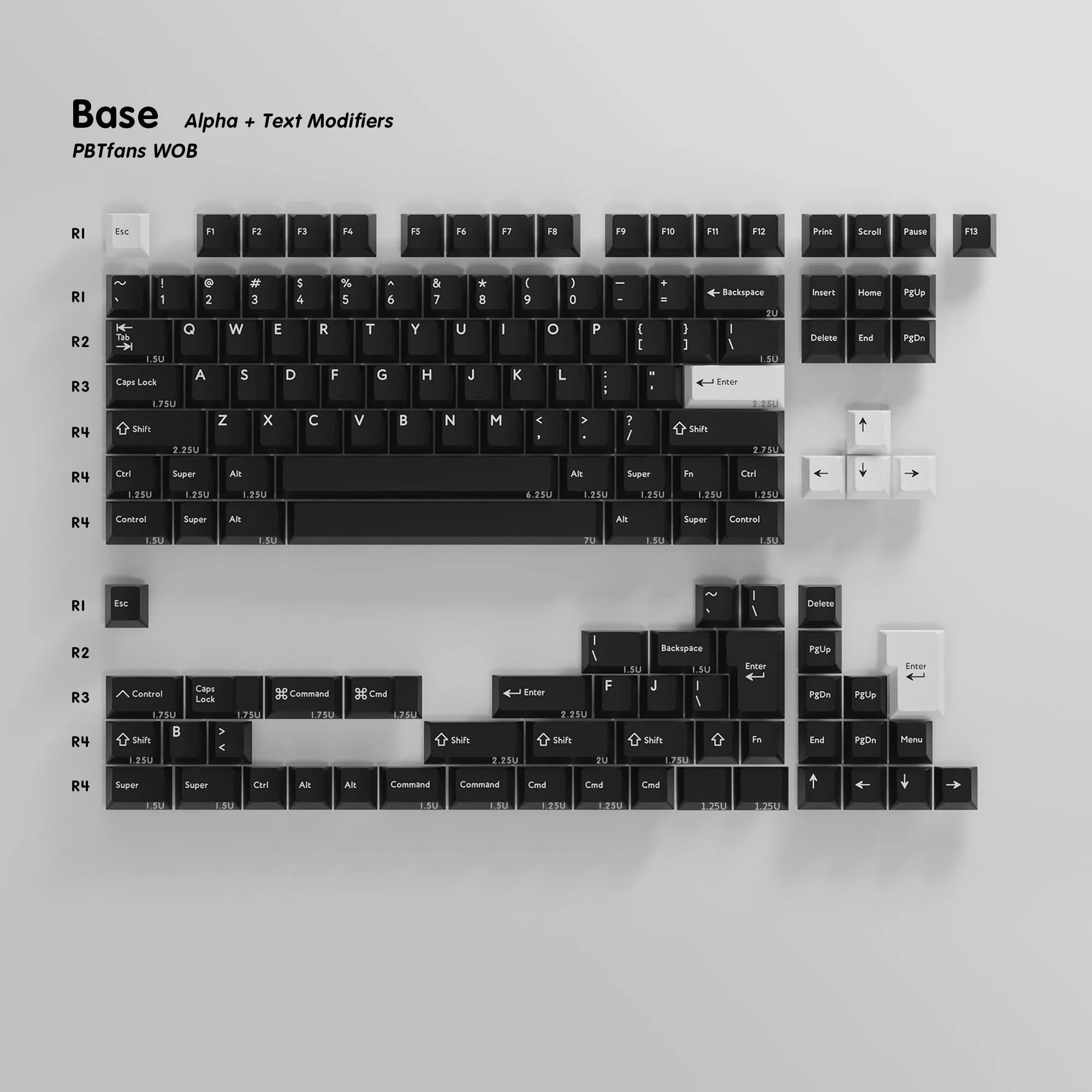 PBTFans White on Black Keycap Set - InputGear DE